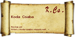 Koda Csaba névjegykártya